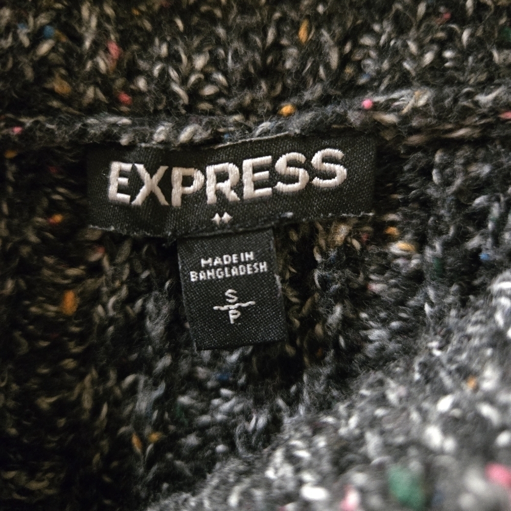 Express Cowl Neck Sweater Dark Gray/Multicolor Size Small - Picture 9 of 9